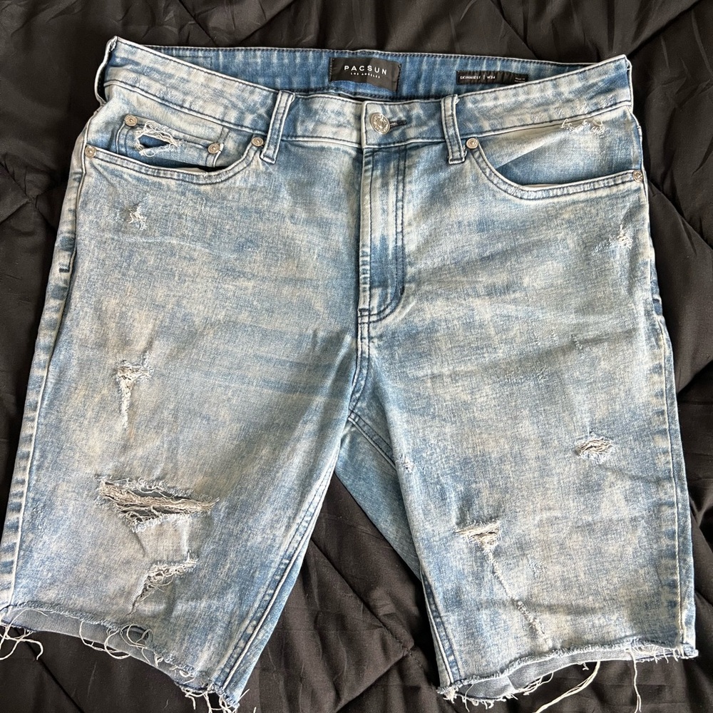 PacSun Faded Blue Distressed Jean Shorts size 34